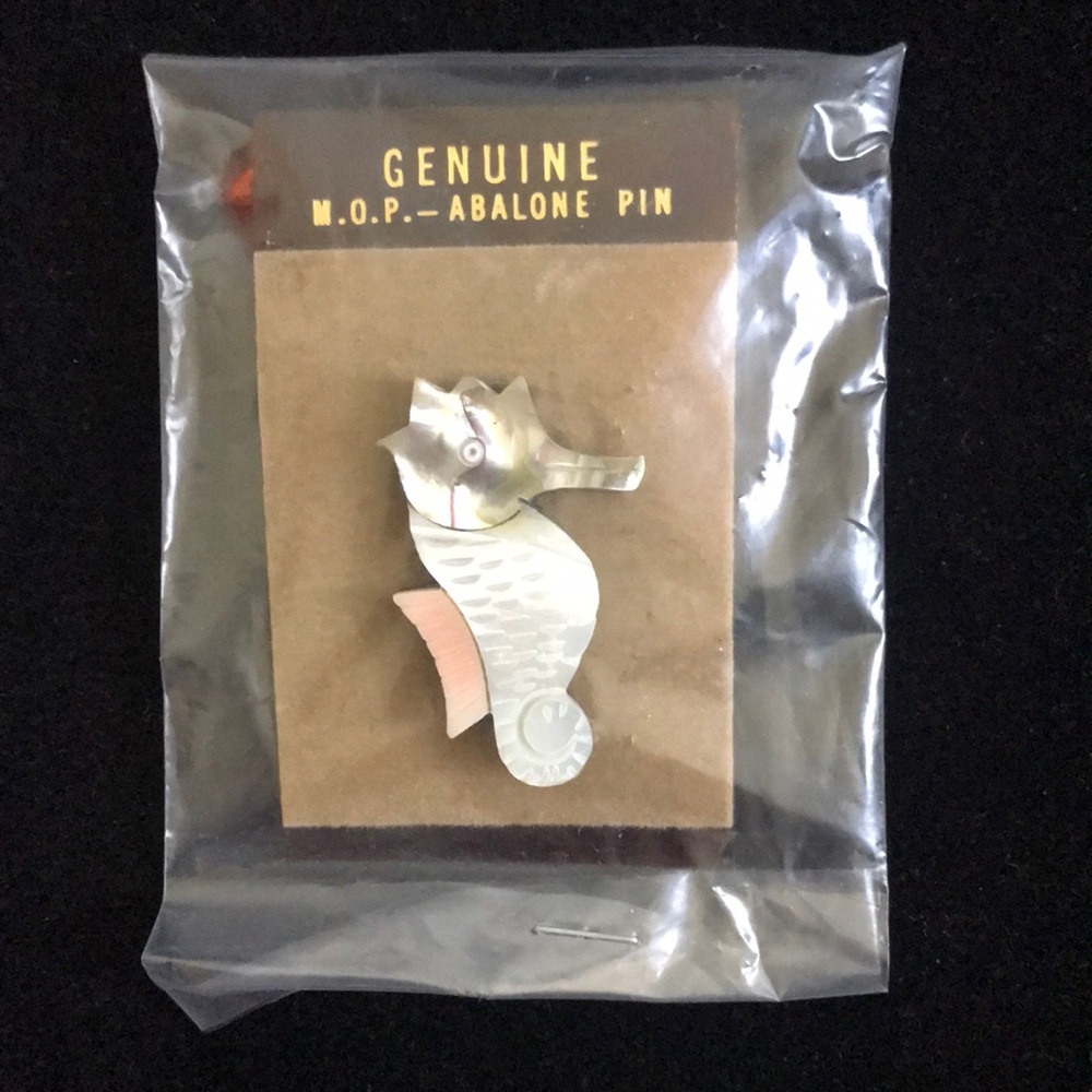Vintage Genuine M.O.P Abalone Seahorse Pin
